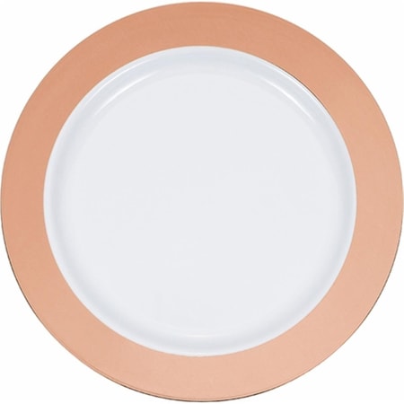 Omg 10 in. Rose Gold Rim Plastic Banquet Plates, 120PK OM1640918